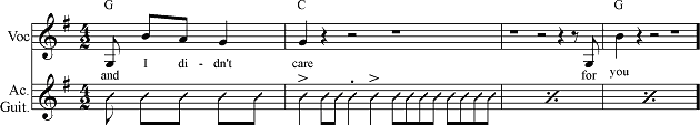 Image of an excerpt of “Pigs on the Wing1” on staff notation